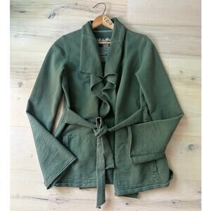 90s Lucky Brand Cardigan Sweatshirt Size Small Army Green Lagenlook Layering